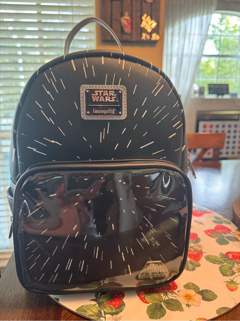 Loungefly Black Star Wars Mini Backpack with Texted Straps - Picture 2 of 3